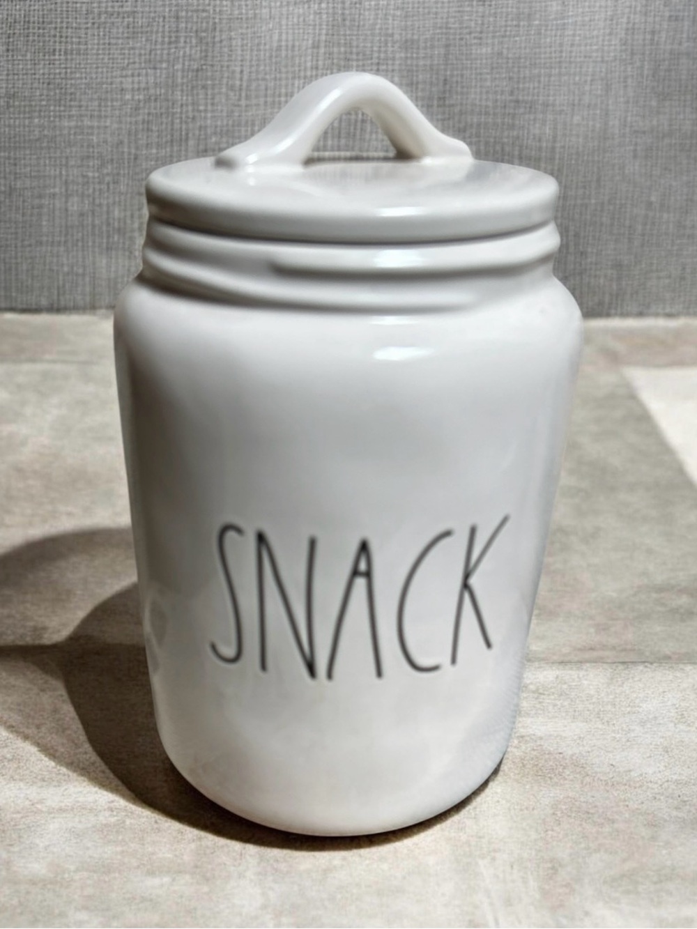 Rae Dunn Snack Ceramic Canister with Lid. No cracks. excellent condition